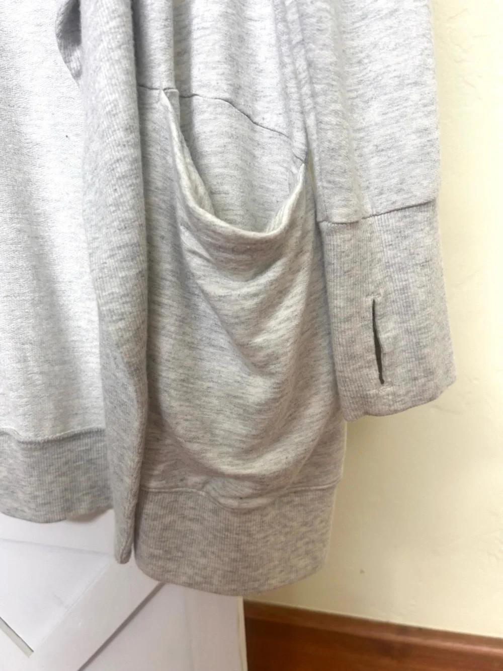 Athleta Light Heather Gray Draped Open-Front Cardigan - Picture 8 of 11